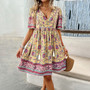 Women Spring/Summer Casual Holidays Printed Short Sleeve Dress