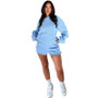 WomenSolid Long Sleeve Hoodies and Casual Shorts Two-Piece Set