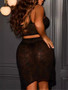 Plus Size sexy see through lace two-piece skirt set