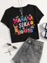 Women's Fashion Casual Slim Crop Letter Printed Women's Tops T-Shirt