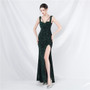 Luxury strap sequined long evening gown