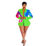 Sexy Plus size suit printed blazer shorts set