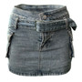 Washed Denim Pocket Belt Fashion Women Denim Shorts