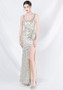 elegant luxury beaded sequin slit long evening dress