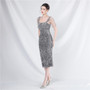 luxury elegant beaded sequin slim evening dress