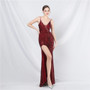 luxury beaded sequin mesh See-Through strap long evening dress