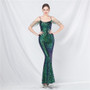 luxury sequins beaded long evening dress