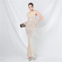 strap feather sequin evening dress luxury Formal Party gown