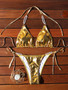 Shiny Halter Neck Pearl Chain Strappy Bikini Swimwear Sexy Beach Wear Women's Swimsuit