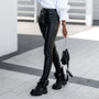 Women Black Zip Slim Trousers