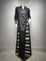 Women Embroidered Striped Abaya Muslim Dubai Muslim Robe Long Dress