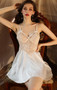 Winter Sexy Deep V Neck Lace Satin See-Through Strap Nightdress Ladies Homewear