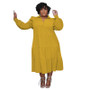 Plus Size Women's Ruffled Shoulder Long Sleeve Layered Swing Dress