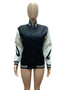 Women's Fall Fashion Print Ribbed Color Block Button Baseball Jersey