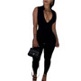 Women Solid Sexy V Neck Sleeveless Jumpsuit