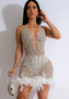 Women Lace-Up Sequin See-Through Bodycon Dress