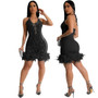 Women Lace-Up Sequin See-Through Bodycon Dress