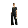 Women Casual Short Sleeve Top And Loose Cargo Wide Leg Pants Two-piece Set