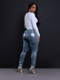 Women Shiny Hot Silver Stretch Denim Pant