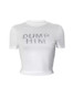 Women Summer Round Neck Short Sleeve Letter Printed Short T-Shirt