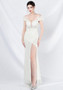 Women ostrich feather lace Beaded palace vest fishbone evening dress