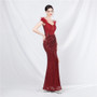 Women ostrich feather lace Beaded palace vest fishbone evening dress