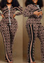 Women autumn and winter printed trendy Top and Pant 2-piece set