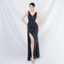 Women sequined ribbon evening dress