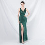 Women sequined ribbon evening dress