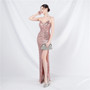 Women suspender strapless sequined evening dress