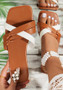 Women Outdoor Wear Summer Square Toe Cross Strap Flat Slippers