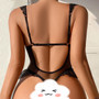 Women Ruffle Patchwork Mesh See-Through Backless Body Shaping Bodysuit Sexy Underwear