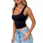 Women's Casual Solid Color Tight Fitting Double Layer Streetwear Basic Tank Top
