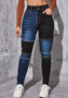 Women's Denim Pants Slim Color Block Jeans