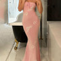 Women's Summer Solid Color Strapless Embroidered Long Dress