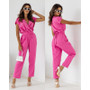 Summer Fashion Solid Color Slim Fit Short Sleeve Jumpsuit