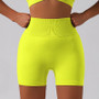 Seamless Knitting Butt Lift Belly Control High Waist Solid Color Yoga Pants Sports Running Fitness Shorts