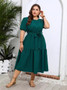 Summer Solid Color Short Sleeve Casual Women's Plus Size Dress
