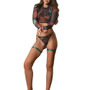 Mesh Printed Sexy See-Through Four-Piece Lingerie Set