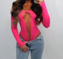 Women's Beaded Shiny Sexy Lingerie Long Sleeve Net Bodysuit