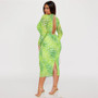 Plus Size Women Long Sleeve Slit Half Turtleneck Dress