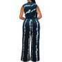 Plus Size Women Sleeveless Stand Collar Jumpsuit