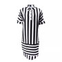 Plus Size Women Summer Striped Printed Short Sleeve Loose Casual Shirt Dress