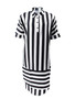 Plus Size Women Summer Striped Printed Short Sleeve Loose Casual Shirt Dress