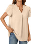 Women summer v-neck petal sleeve shirt