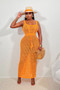 Summer Women Tethered Mesh Knitting Beach Maxi Dress