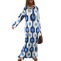 Plus Size Women Turndown Collar Long Sleeve Slit Loose Dress