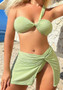 Women Solid One Shoulder Strapless Glossy Three-Piece Swimwear