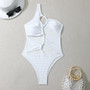 Women Solid Rope One Shoulder One-Shoulder Swimwear