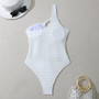 Women Solid Rope One Shoulder One-Shoulder Swimwear